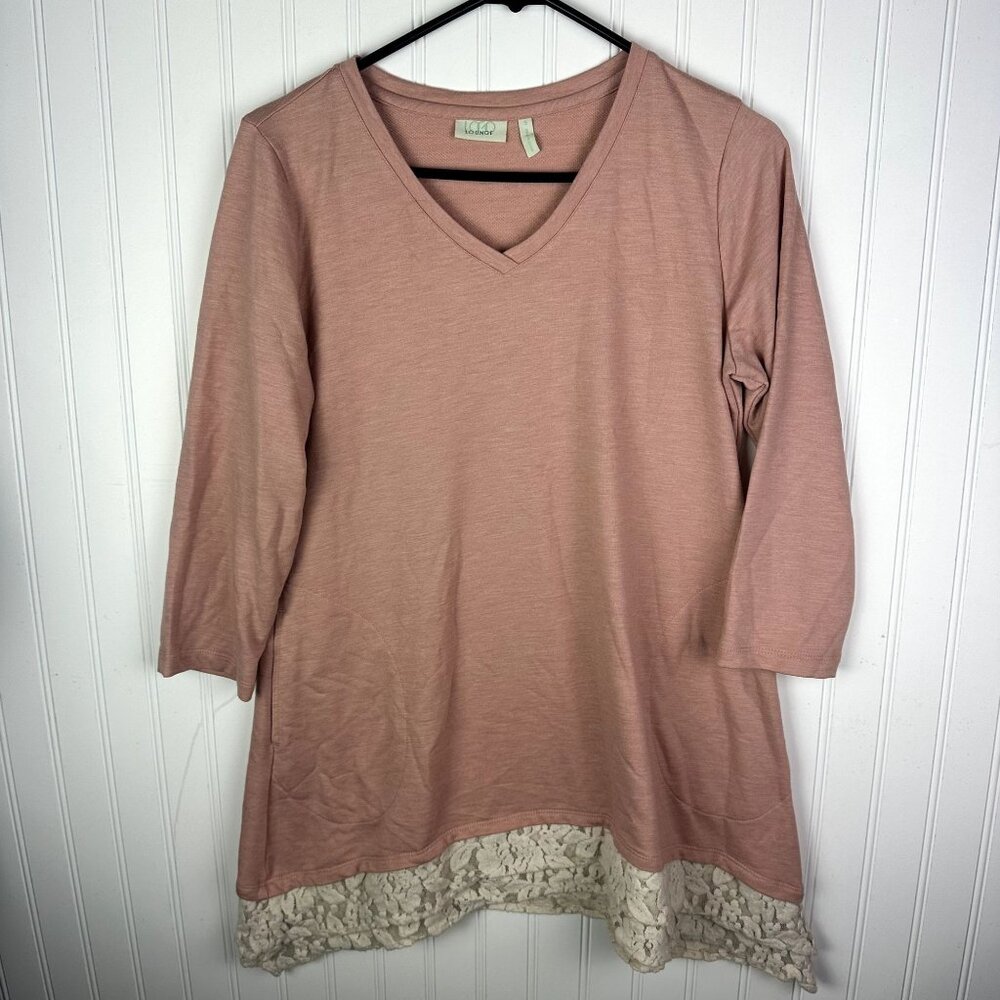 LOGO lounge Pink Tunic Top Size‎ small Lace hem